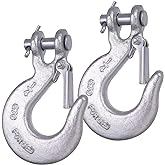 WENHUALI 1/4 Inch Safety Chain Hooks, Clevis Slip Hook with Safety Latch, Grade 70 Forged Steel 12,600 Lb for Trailer Truck Transport Tow Winch Hook Trailer(1/4 Inch, 2 Pack)