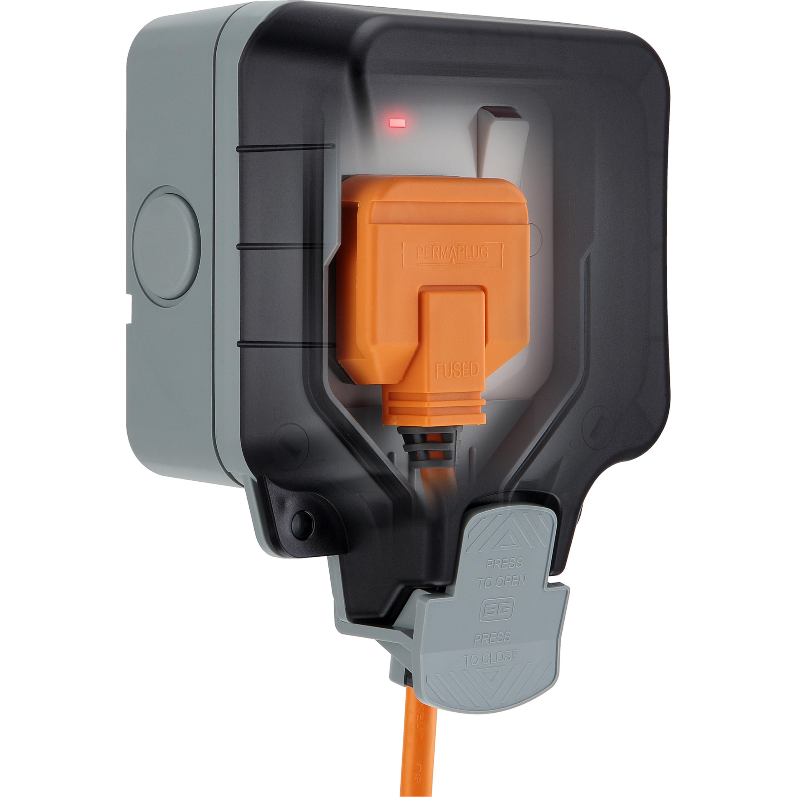 BG Electrical Outdoor Single Switched Power Wall Plug Socket, Weatherproof, Suitable for EV Mode 2 Chargers, Nexus Storm, Grey, 13A, IP66 Rated, WP21