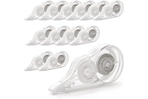 JEFURE 12 Pcs 236 In White Out Correction Tape, Whiteout Tape Roller, Tear-Resistant Tape, White Out Tape Bulk for School, Office, Note Taking, Journal (Tape Width 0.2 In, Clear)