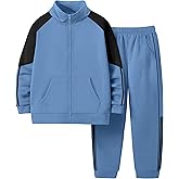 NECIOUS Boys Clothes 2 Piece Long Sleeve Zip Up Boys Sweatshirt Jacket and Jogging Sweatpants Kids Fall Winter Outfits 6-12Y