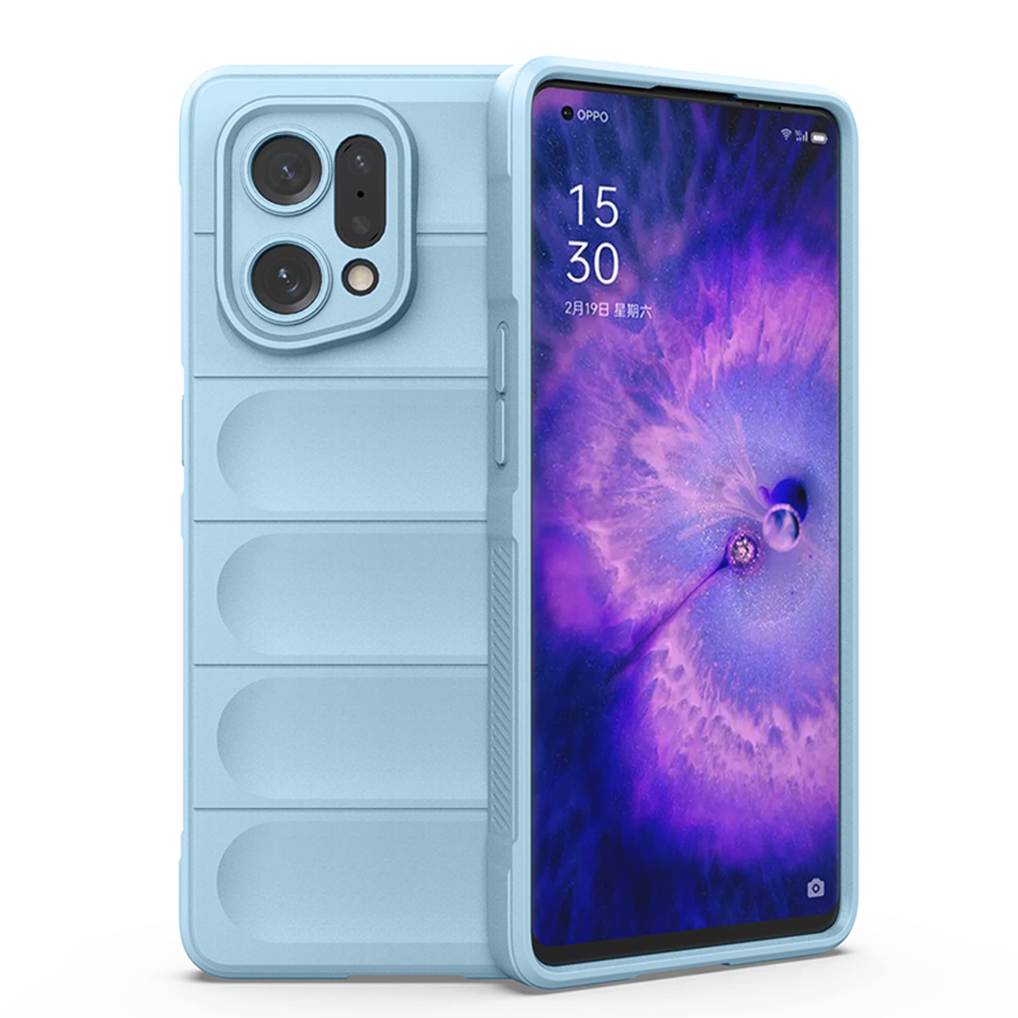 ESTH® Liquid Silicone Case for Oppo Find X5 Pro with Anti-Germ Protection, Anti-Scratch Soft Microfiber Lining, High Resilience Gel Rubber Full Body Shockproof Cover, Light blue