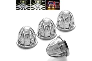 BJZ 4Pcs White Watermelon LED Strobe+Constant Marker Lights Dual Function Watermelon-Shaped Side Marker Clearance Tail Top Cap Roof Lights for Trailer Truck Semi-Trailer Heavy-Duty Truck Bus Van