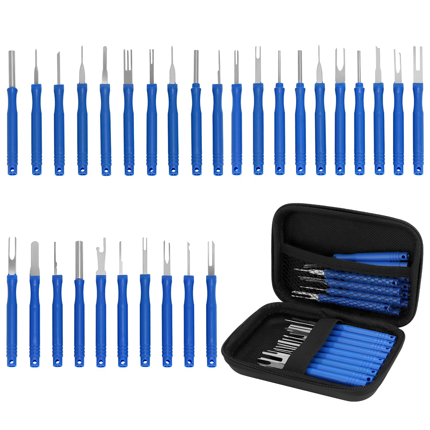 QWORK® 30 Pcs Terminal Pin Removal Tool Kit, Car Pin Removal Tool Set, Car Cable Plug Removal, Removal Tool Set for Car