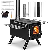 YRenZ Upgraded Portable Wood Stove for Camping, Compact Tent Stove with Large Firebox, High Airtightness Stove for Outdoor Co