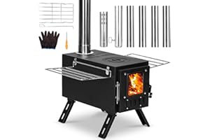 YRenZ Upgraded Portable Wood Stove for Camping, Compact Tent Stove with Large Firebox, High Airtightness Stove for Outdoor Co