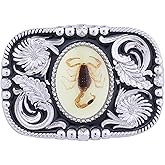 HLYMPONY Western Belt Buckle for Men Vintage Cowboy Rodeo Turquoise Belt Buckles for Women