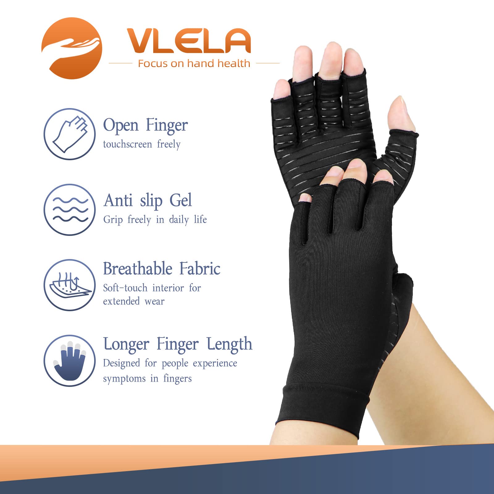 Copper Arthritis Compression Gloves Women Men Relieve Hand Pain Swelling and Carpal Tunnel Fingerless for Typing, Support for Joints, Medium