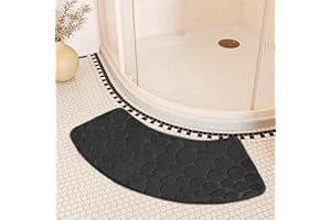 Meyrwoy Bath Mat, Curved Shower Mat Non-Slip Quadrant Shower Mat Super Absorbent Corner Shower Mat Machine Washable Fan-Shape