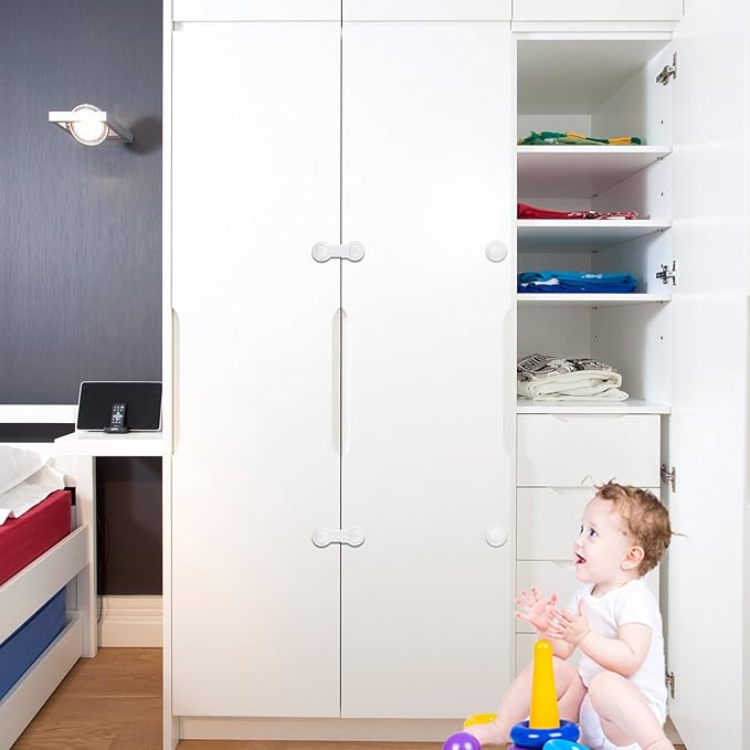 Blanc 10 Piece Protection Enfant Bloque Porte Placard Armoire Refrigerateur Tiroir Verrouille Jeswell Bebe Enfant Securite Serrures Adhesives Securite Securite Domestique Libertywings Vn