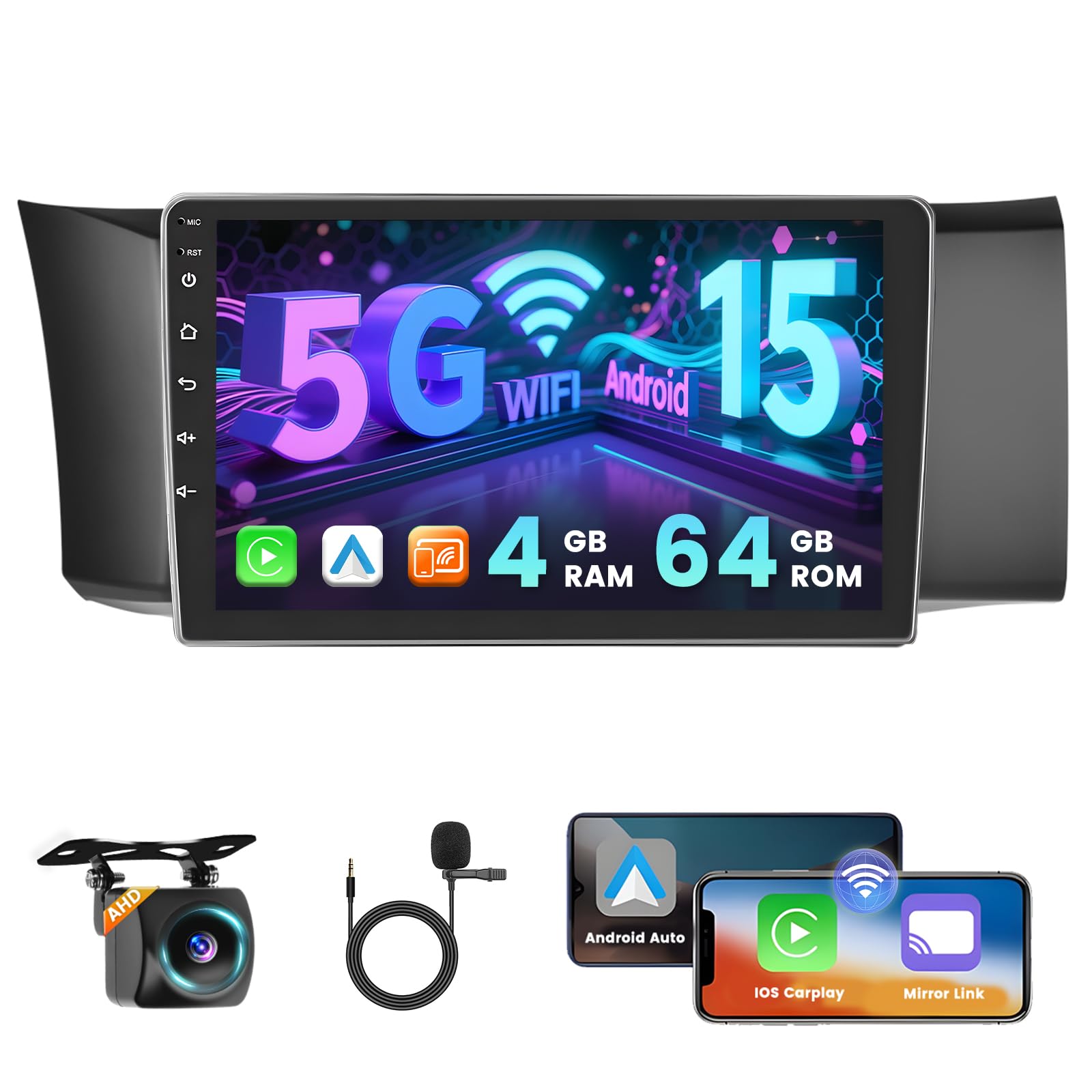 Photo 1 of [4+64G] Hikity Android 15 Car Stereo for Toyota GT86/Subaru BRZ Scion FRS 2012-2016 with Wireless Carplay Android Auto, 9'' Touchscreen Radio BT Mirror Link GPS WiFi SWC AI DSP/FM/RDS/EQ Backup Cam
