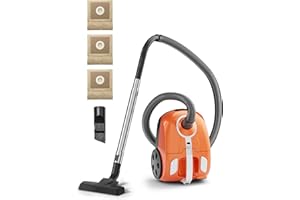 HAWKAM Bagged Canister Vacuum Cleaner, 1000W Canister Vacuum Cleaners for Home, Automatic Cord Rewind, Lightweight Corded Vacuum Cleaner with 3 Bags for Hard Floors, Pet Hair, Carpet and Upholstery