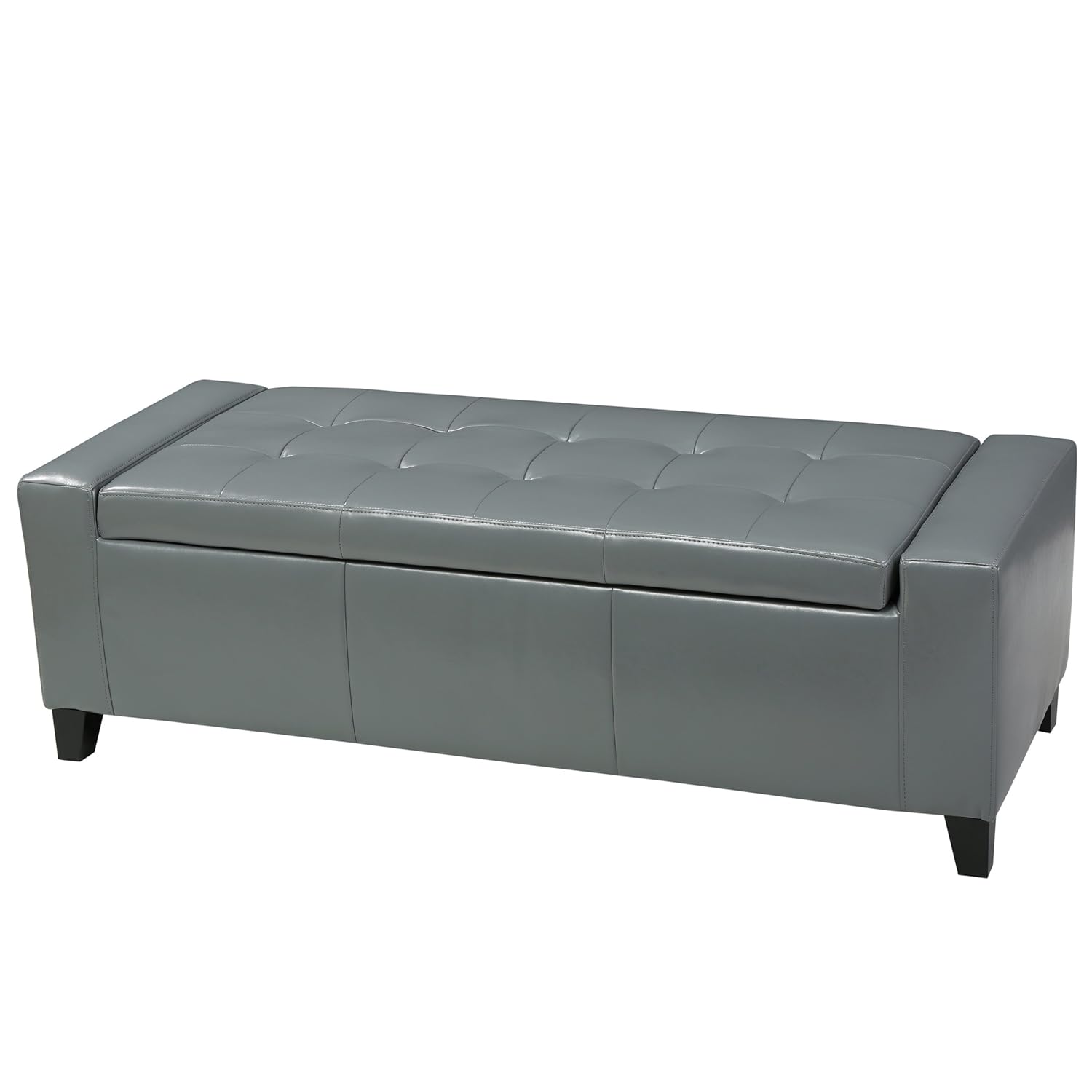Best Dark Gray Leather Ottoman