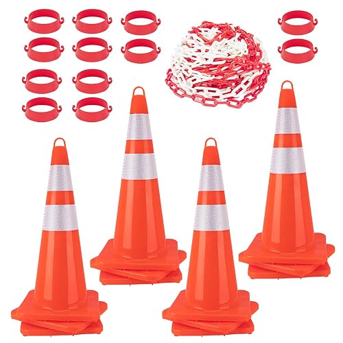 XXZKJY [ 12 Pack ] 28 Traffic Cones Plastic Road Cone PVC Safety Road ...