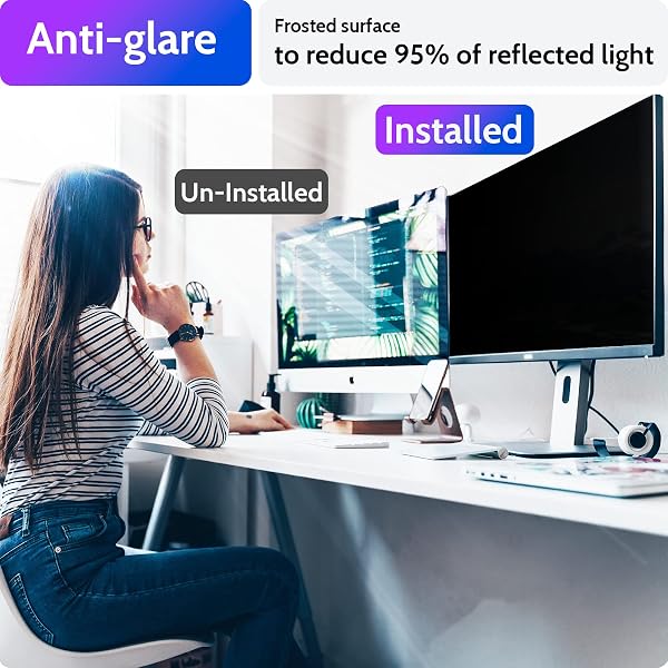PESLV PRIVACY SCREEN FOR COMPUTER MONITOR 23.8 INCH 16:9 ASPECT RATIO, ANTI BLUE LIGHT GLARE REMOVABLE 23.8 IN PRIVACY SCREEN FILTER PROTECTIVE FILM, HD 23.8 INCH PRIVACY SCREEN PROTECTOR FOR MONITOR
