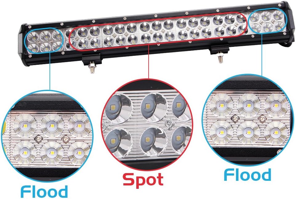 Northpole Light 20" 126W Led light Bar Waterproof Cree Spot Flood Combo LED Driving Fog Light bar with Mounting Bracket for Off Road, Truck, Car, ATV, SUV, Jeep: Automotive
