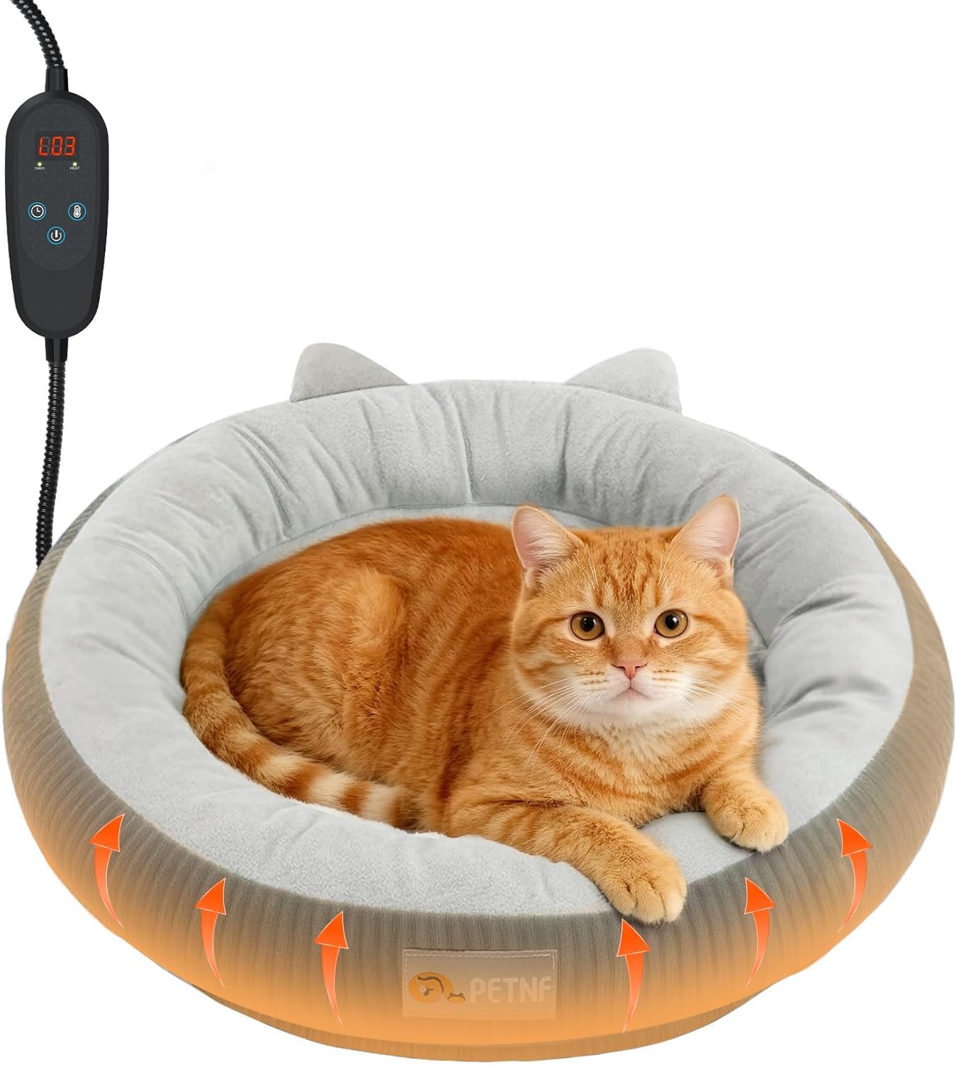 Photo 1 of ? Cat Bed Indoor Pets – Adjustable Temperature 86-131? Cat Heating Pad with Timer, Chew Resistant 87 Inch Cord, Washable Cover, Round Cozy Donut Pet Bed for Small Cats Kittens Dogs