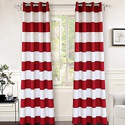 DriftAway Red Stripe Room Darkening Window Curtains