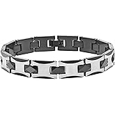STEEL NATION JEWELRY Men's 8.75" Tungsten Black Satin and Two-Tone Polished Finish Faceted Link Bracelet - Refined Elegance, Dynamic Style - Choice of Colors