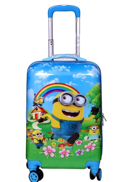Tramp & Badger 360 Rotating Wheels, Minions Printed Pattern Non-Breakable & Extra Light Weight Kids Trolley Bag- Multi-Colour (20 Cabin Size)