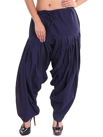 Women's Cotton Semi Patiala (Navy Blue,Free Size)