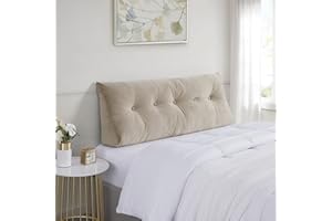 Sweet Home Collection Wedge Pillow Headboard - Bed Wedge Pillow for Headboard - Large & Versatile Triangle Cushion Reading Support Pillow, Queen - 59", Beige/Cream