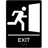 CORKO MANUFACTURING Exit Sign with Braille Grade II for Door & Wall - Comes With Graphical Symbols and Double Sided 3M Tape t