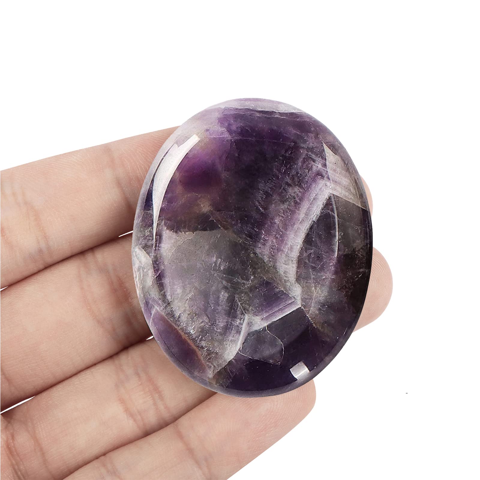 Artistone 2" Amethyst Crystals Thumb Worry Stone Carved Healing Crystal Chakra Stones for Anxiety Meditation Home Decor(Gift Box)