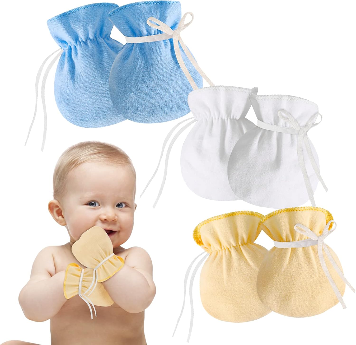 Newborn Mittens No Scratch Baby Mittens with Drawstrings