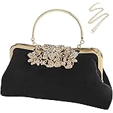 Comeon Womens Rhinestone Evening Clutch Bags Sparkling Crystal Diamond Party Handbags Velvet Wedding Cocktail Formal Purses
