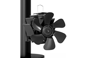 HIDALIFE Wood Stove Fan Magnetically Flue Pipe Mounted, Heat Powered 6 Blades Fan, Non Electric, Silent Thermal for Gas Wood Burner Tent Stove Accessories