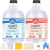 SHORE RESIN Clear Epoxy Kit 2 Gallon, Bubble Releasing 1:1 for Crafts | Large 1:1 clear epoxy resin with strong bubble releasing flow for trays, coasters, coating, casting and DIY crafts.
