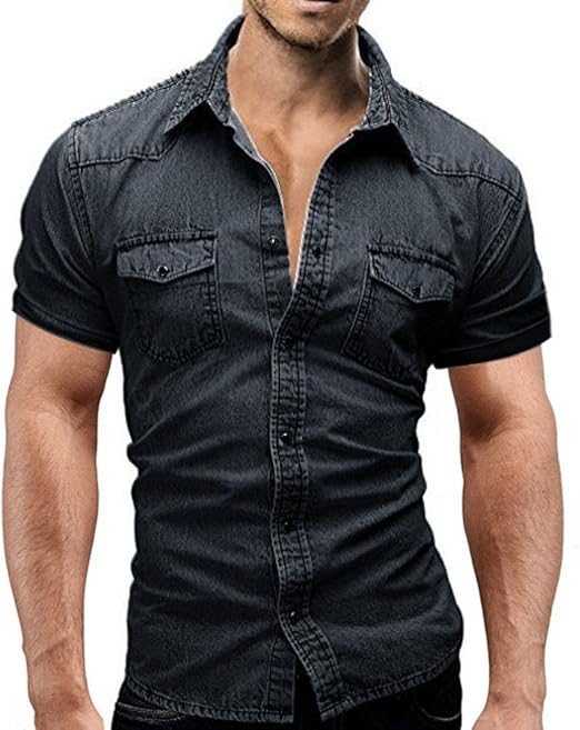 mens muscle fit button down shirts