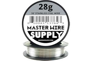 Stainless Steel 316L - 50' - 28 Gauge Wire - 50ft - 0.32mm - 0.013in - Master Wire Supply - Made in USA