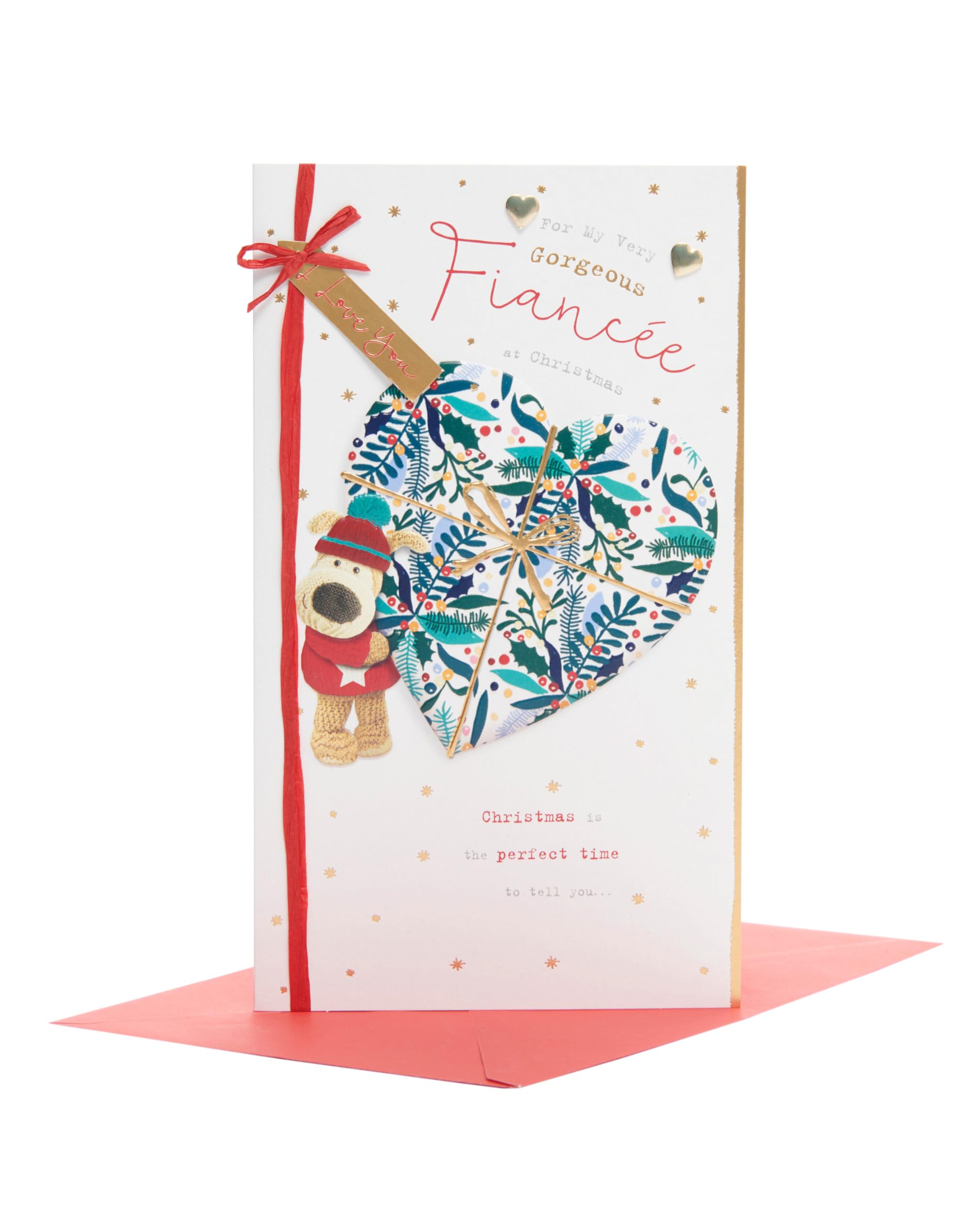 Boofle Embellished My Very Gorgeous Fiancée Cuddly Cute Christmas Greeting Card