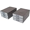 Tonmp 6 PCS 220 Grit Hand Sanding Blocks Set - Fine Sander Sponge, Wet and Dry Dual-use Sanding Sponges, Washable and Reusable, Ideal for Wood Metal Wall Polish