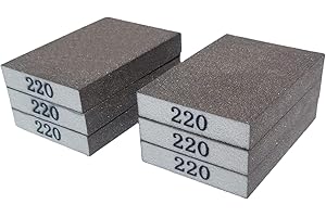 Tonmp 6 PCS 220 Grit Hand Sanding Blocks Set - Fine Sander Sponge, Wet and Dry Dual-use Sanding Sponges, Washable and Reusable, Ideal for Wood Metal Wall Polish