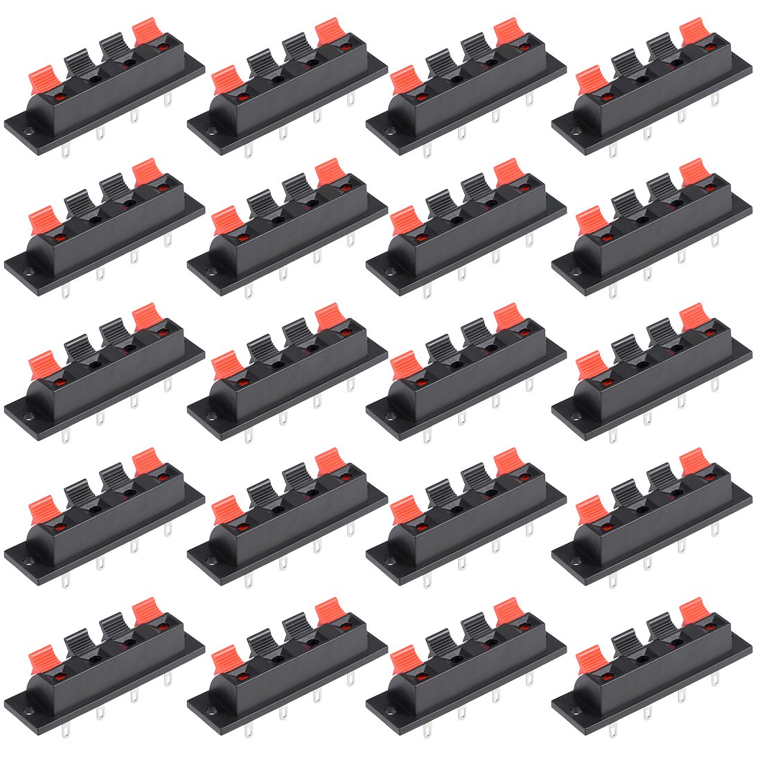 sourcingmap 20pcs 4 Way Jack Socket Spring Push Release Connector Speaker Terminal Strip Block