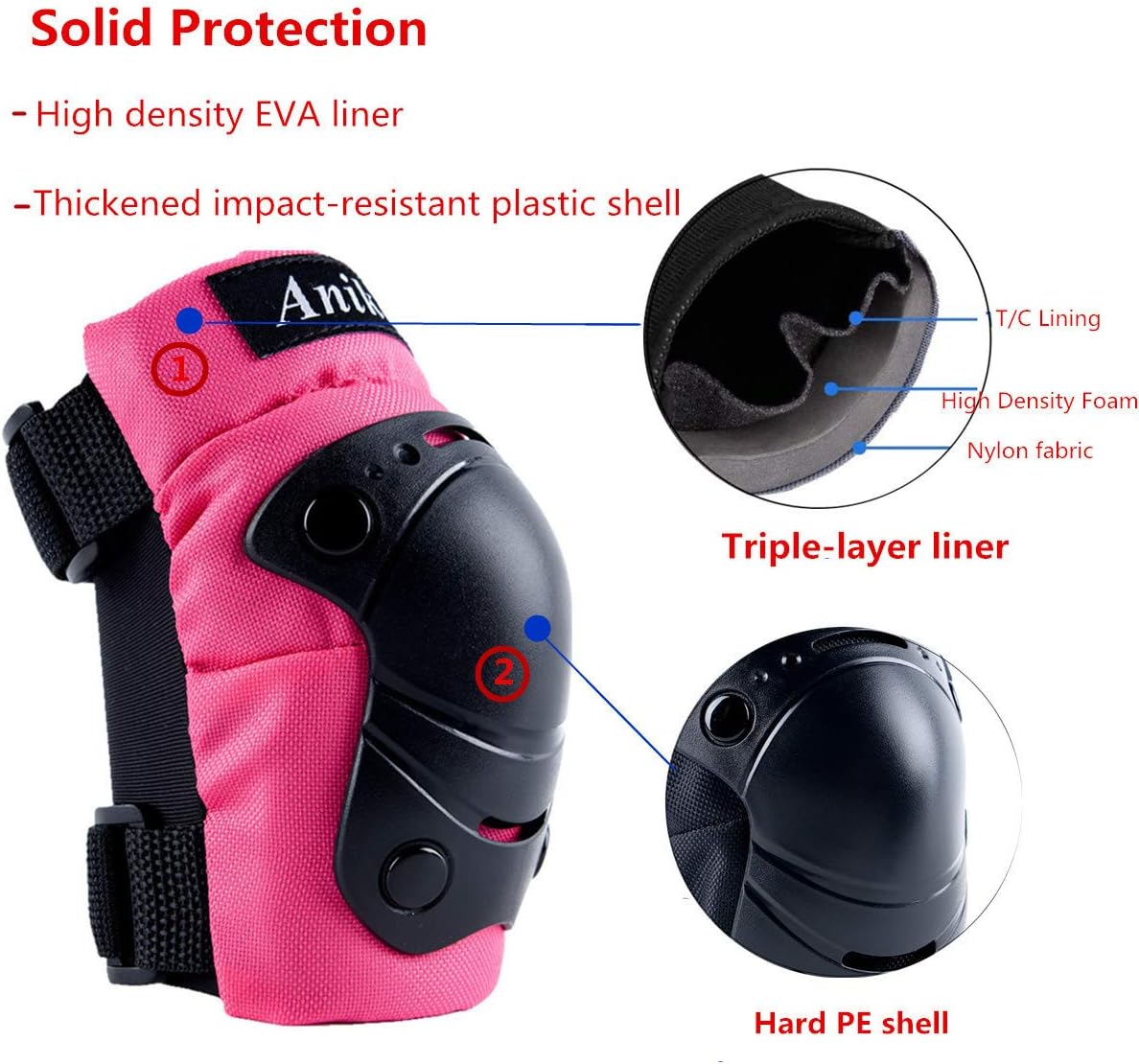 Kids Protective Gear, Knee Pads Elbow Pads Wrist Guards 3 in 1 Set for Inline Roller Skating Biking Cycling Sports Safe Guard : Sports & Outdoors
