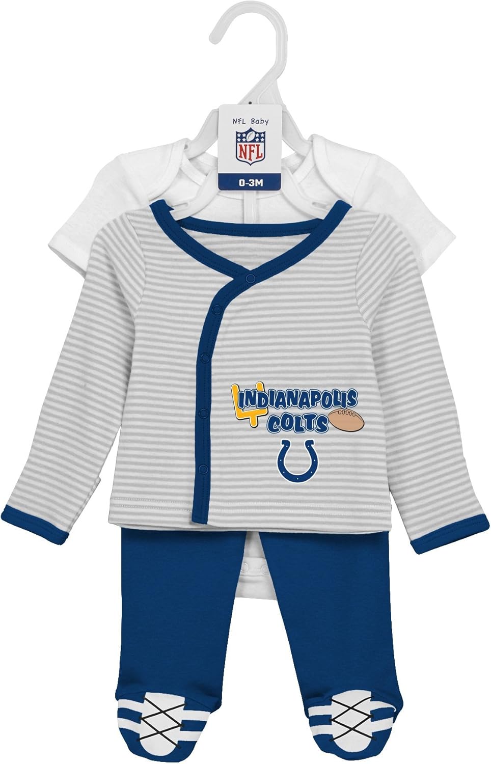 Outerstuff NFL Newborn Future Champ 3 Piece Onesie, Shirt and Pants Set, Indianapolis Colts, Speed Blue, 3 Months: Clothing