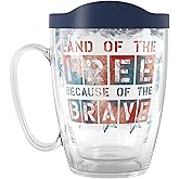 Tervis Home of the Free Because of the Brave Eagle Made in USA Double Walled Insulated Tumbler Travel Cup Keeps Drinks Cold & Hot, 16oz Mug, Classic