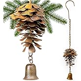Happy Gardens Pine Cone Ornament with Bells | Bronze Metal Fall Wind Chimes, Pine Cones Decorations | Decorative Hanging Ornaments, and Garden Decor