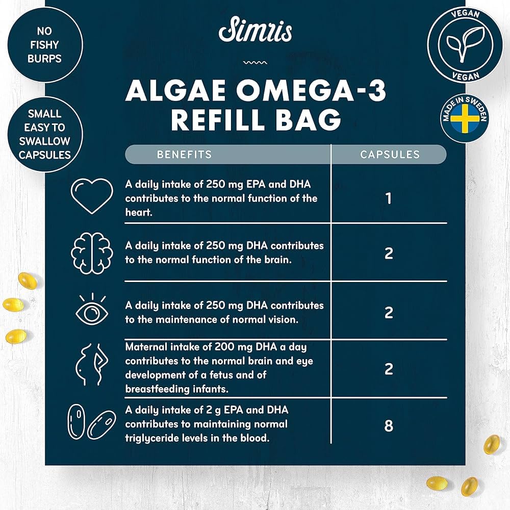 Mua Simris Algae Omega 3-60 Mini Softgels - EPA DHA Plant Based ...
