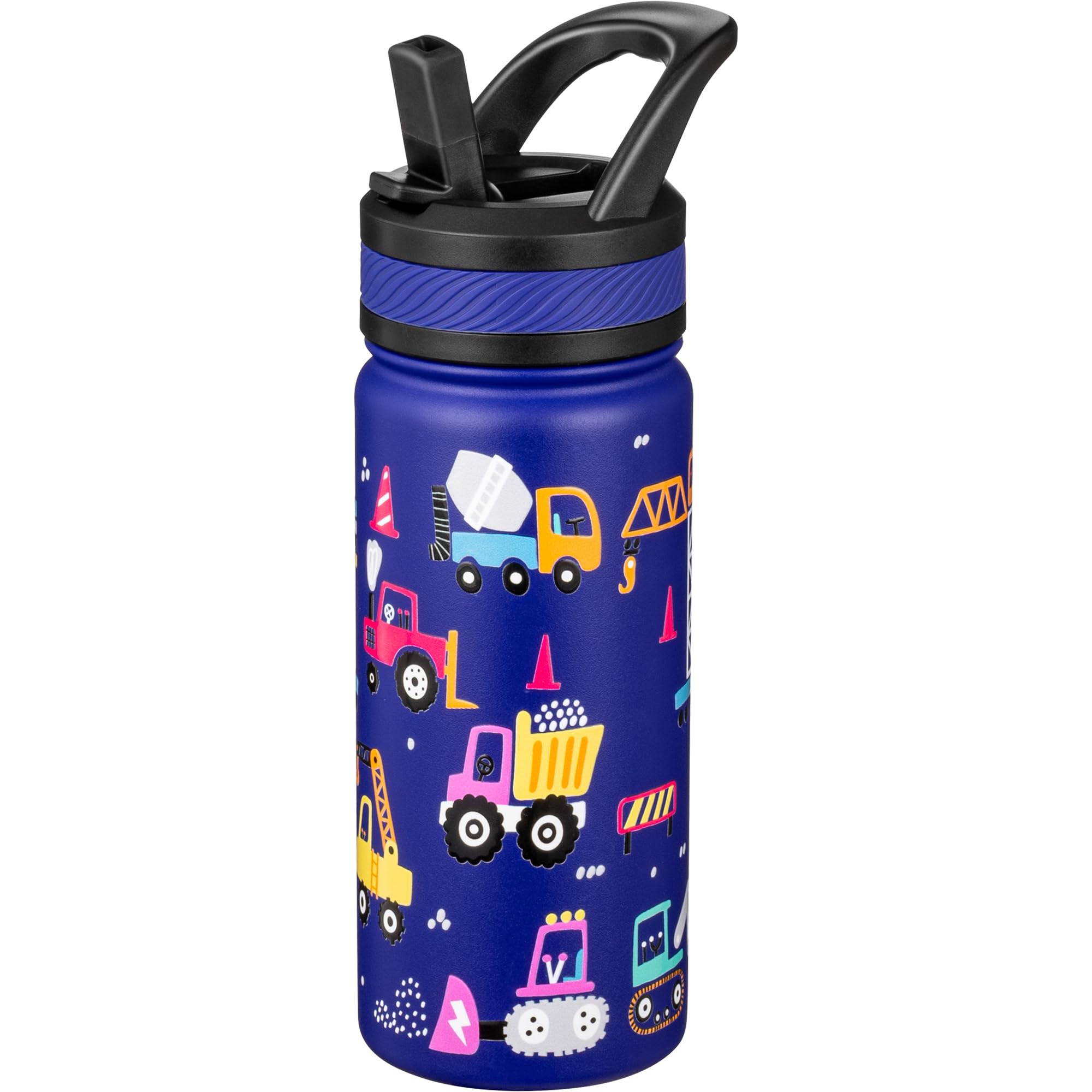 Photo 1 of Fanhaw 18 Oz Kids Insulated Water Bottle with Straw - Stainless Steel Double Wall Vacuum Cup, Leakproof, BPA Free, Suitable for Boys and Girls(Blue - Under Construction)