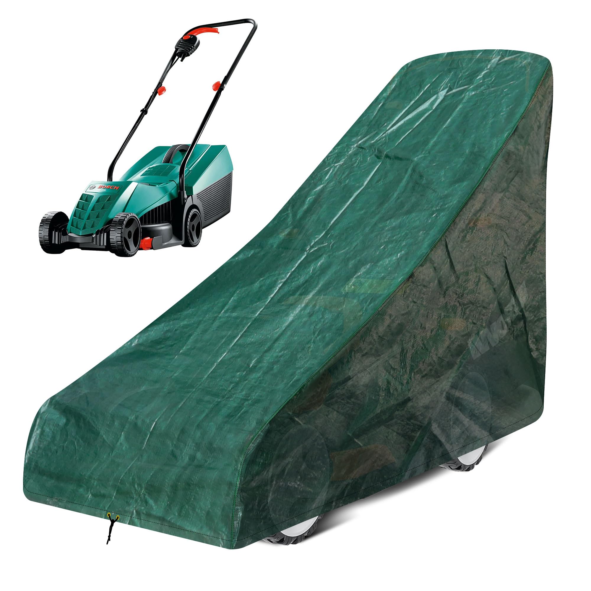RICHIE Lawn Mower Cover, Waterproof & Windproof, Adjustable Hem Cord, 140 x 56 x 103cm, Anti-UV