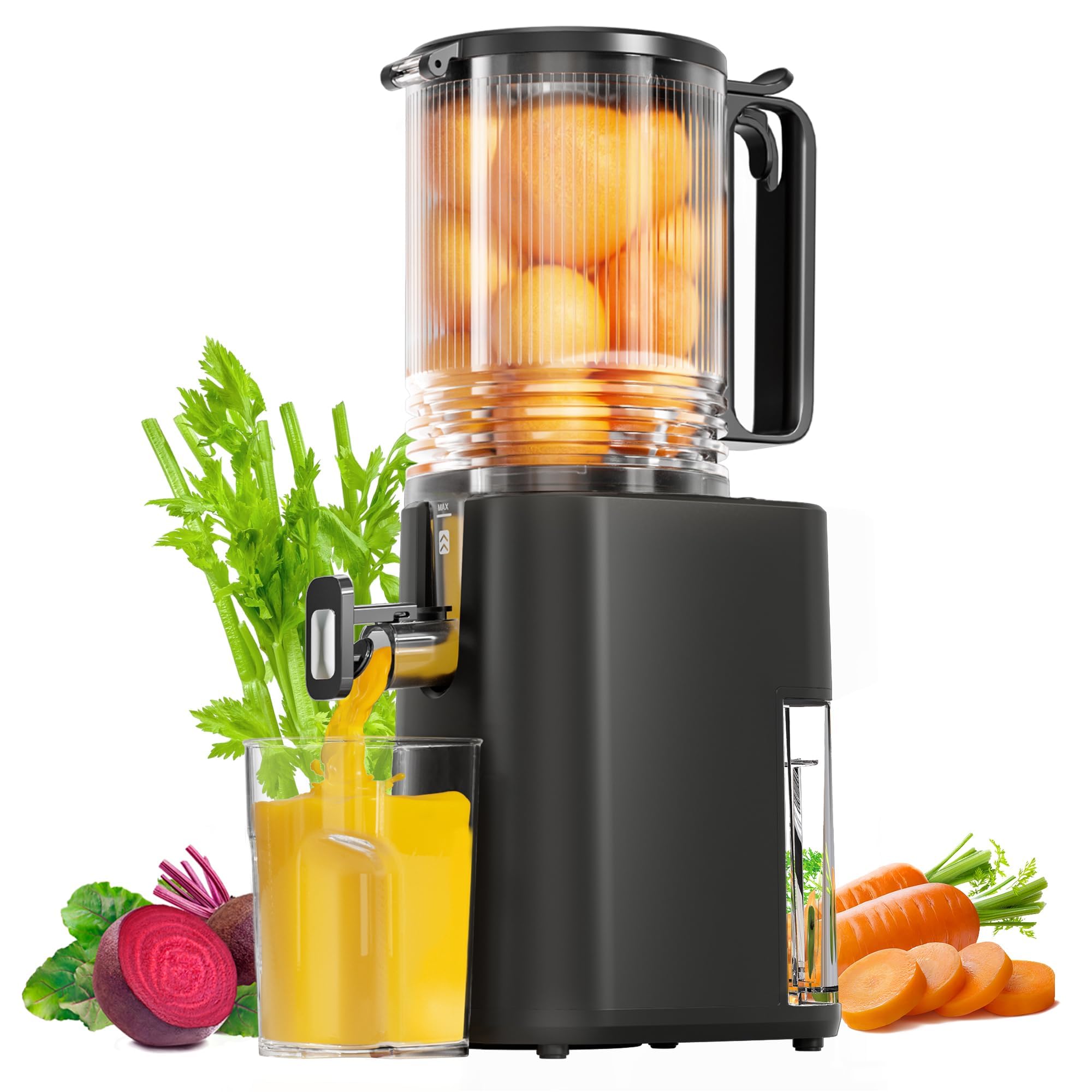 Photo 1 of Cold Press Juicer, 5.5inch Wide Feed Chute Juicer Machine, Slow Masticating Juicer for Whole Vegetables & Fruits, Black