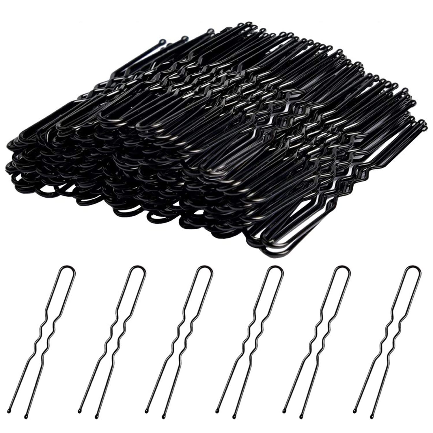 KINDOYO Metal Hair Pins Set - 5cm Bobby Pins for Buns Hair Bun U Shaped Pins Bun Clips Hair Styling Accessories for Wedding Salon Home Use, Black, 200PCS