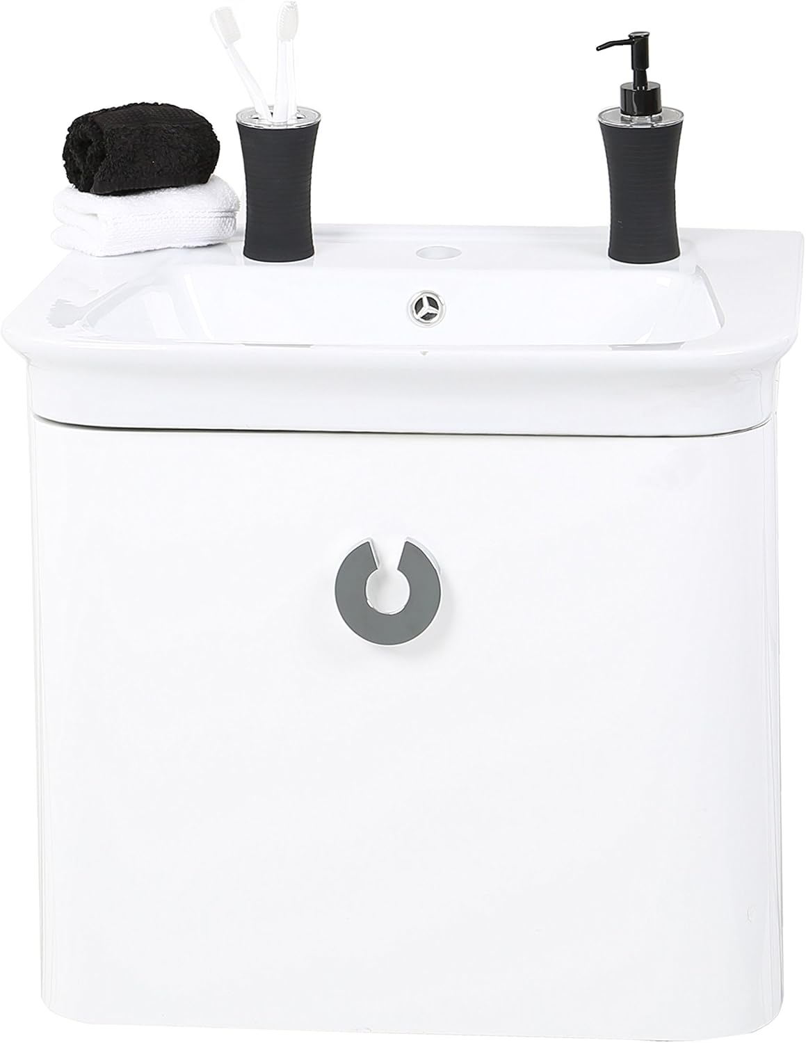 Premier Housewares Adelphi Basin and Under Cabinet Set, Ceramic/MDF, White, 48 x 60 x 97 cm - Image 3