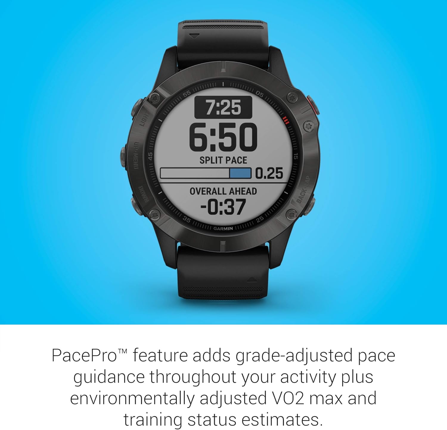 Garmin Fenix 6 Sapphire, Premium Multisport GPS Watch, features Mapping, Music, Grade-Adjusted Pace Guidance and Pulse Ox Sensors, Dark Gray with Black Band