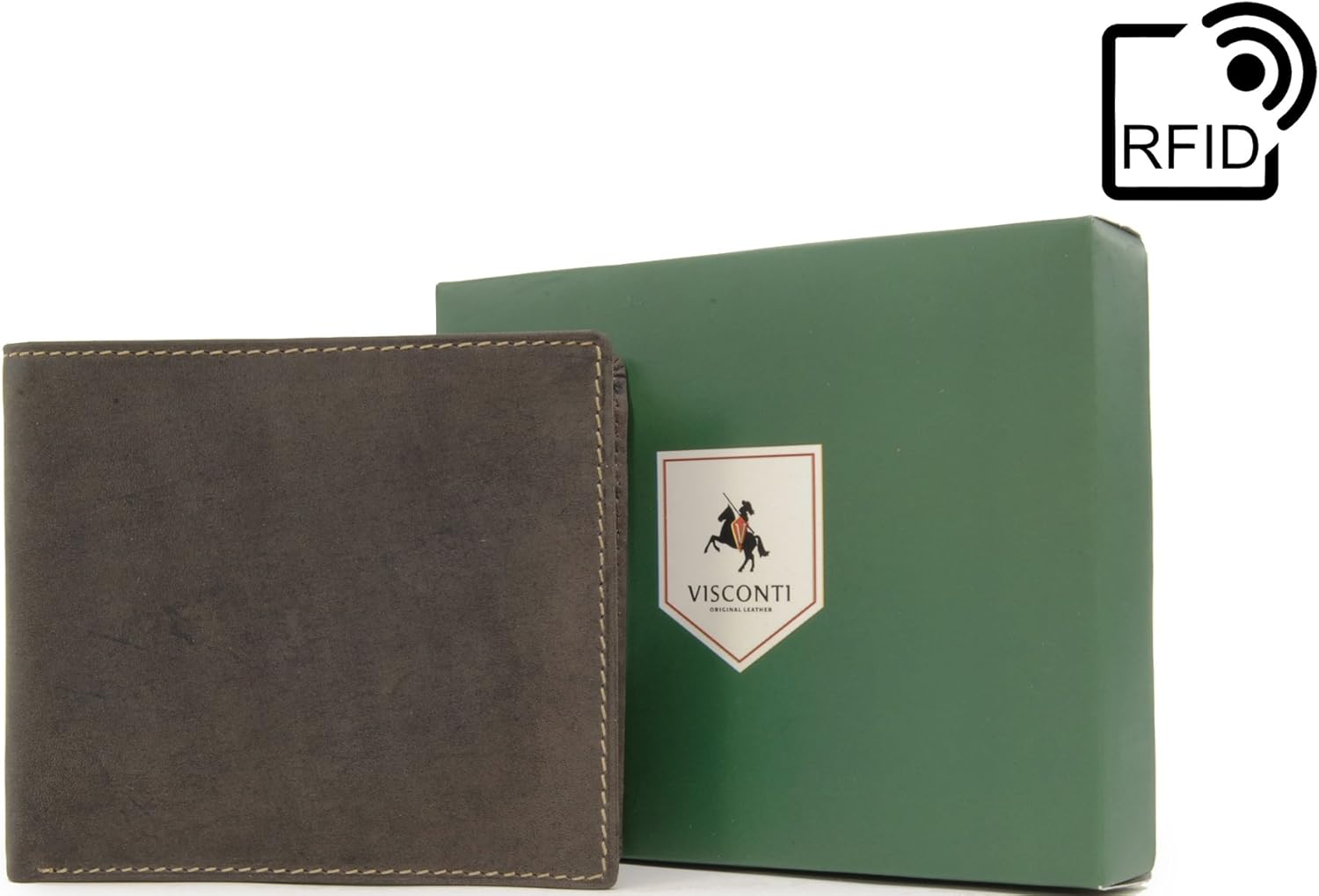 VISCONTI, Men's Small Bifold Leather Wallet, RFID Protected, 6 Credit Card Slots, Note Section & Coin Pocket, Gift Boxed - Image 4