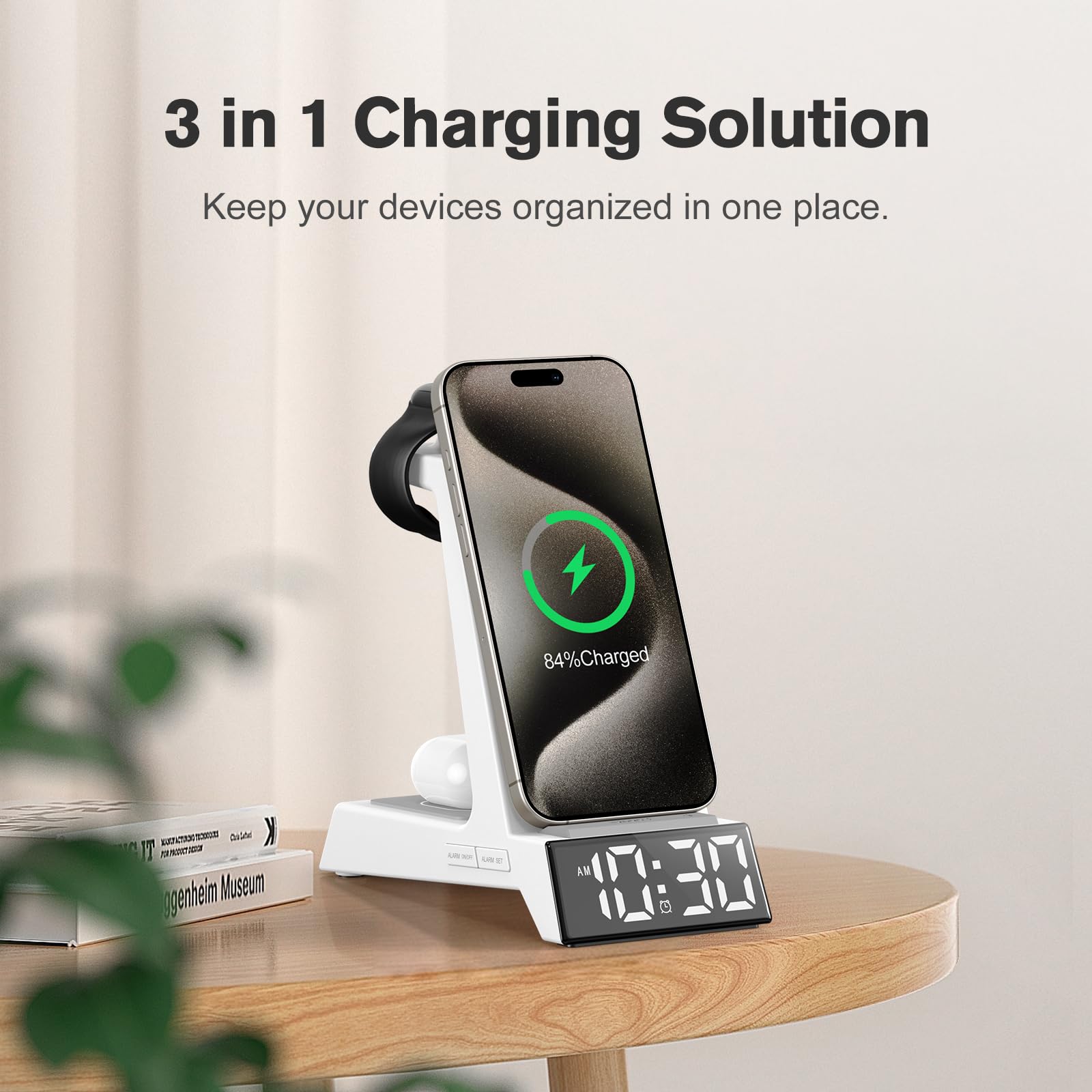 Condition photo showing New/Like New for anjank 4 in 1 alarm clock with wireless charging, wireless charger station for multiple devices appl